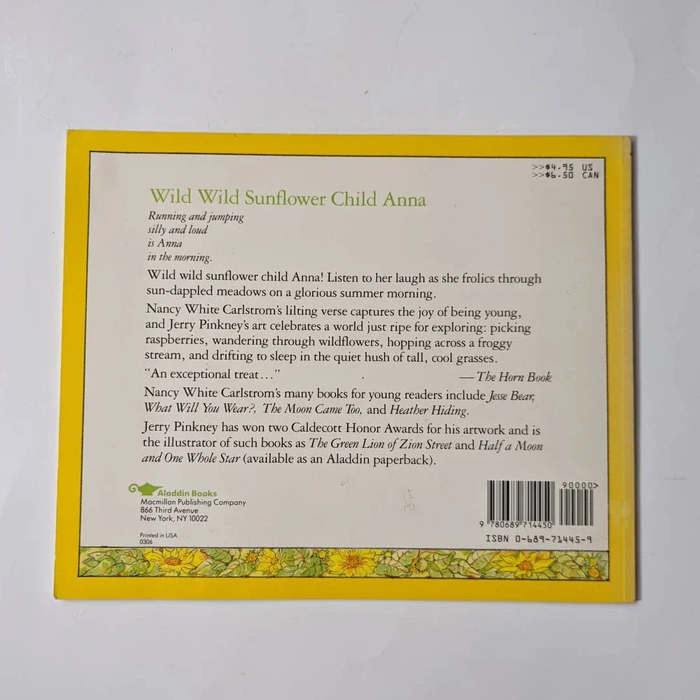 Wild Wild Sunflower Child Anna (1991) by Nancy Carlstrom Vintage Softcover‎ Book